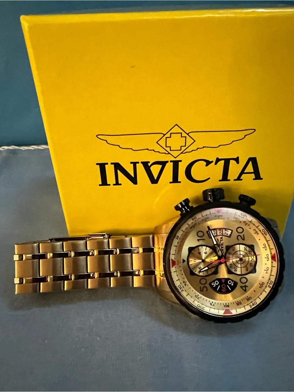 Invicta Gold-Tone Stainless Steel Chronograph Watch, Model 17205